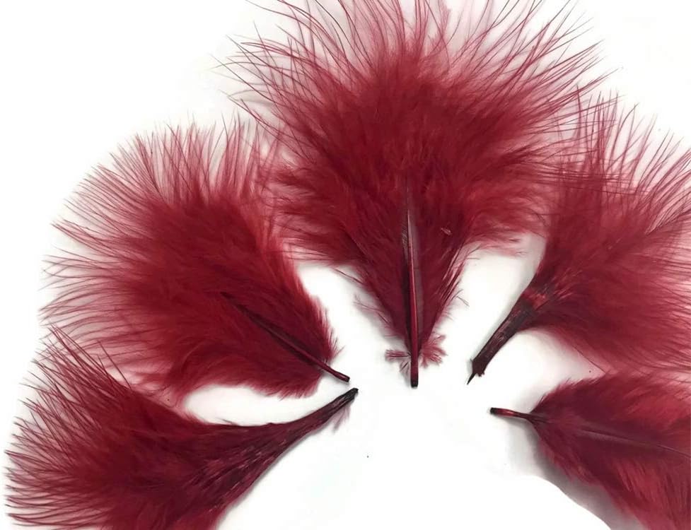 1/4 Lb - Burgundy Turkey Marabou Short Down Fluffy Loose Wholesale Feathers (Bulk)