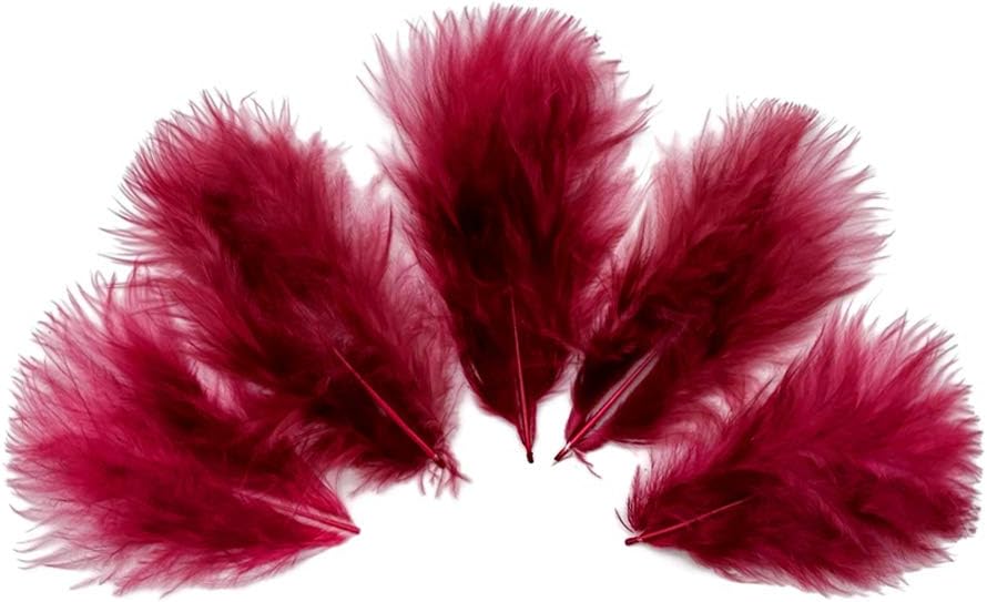 1/4 Lb - Burgundy Turkey Marabou Short Down Fluffy Loose Wholesale Feathers (Bulk)
