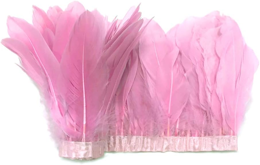 1 Yard - Light Pink Goose Pallet Parried Dyed Feather Trim