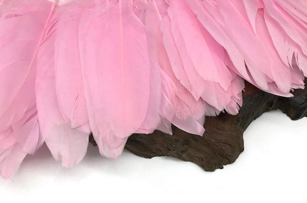 1 Yard - Light Pink Goose Pallet Parried Dyed Feather Trim