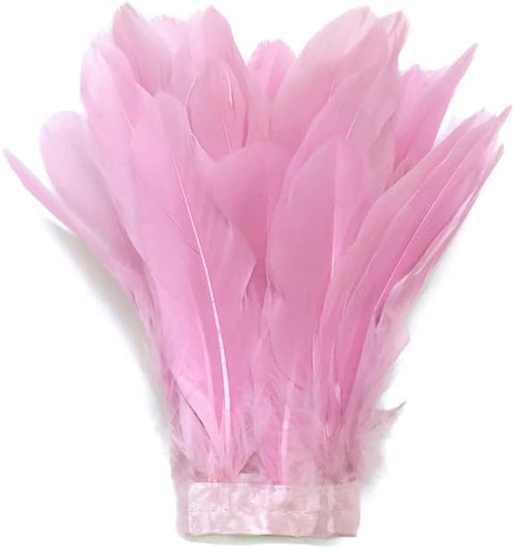 1 Yard - Light Pink Goose Pallet Parried Dyed Feather Trim