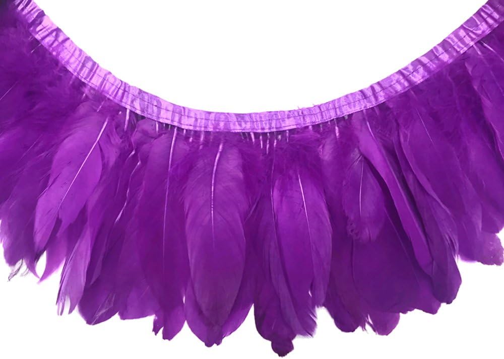 1 Yard - Purple Goose Pallet Parried Dyed Feather Trim