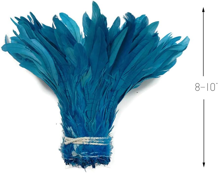 1/8 Lb. -  16-18" Turquoise Blue Strung Natural Bleach & Dyed Rooster Coque Tail Wholesale Feathers (Bulk)