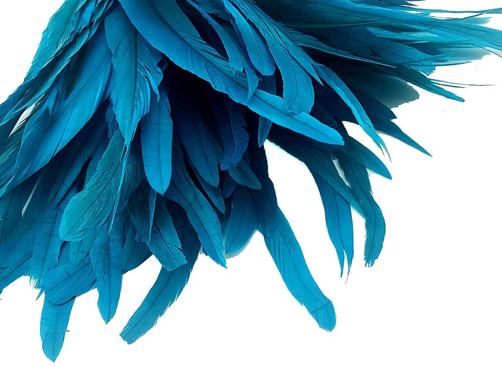 1/8 Lb. -  16-18" Turquoise Blue Strung Natural Bleach & Dyed Rooster Coque Tail Wholesale Feathers (Bulk)