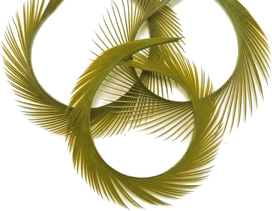 1 Yard - Olive Green Goose Biots Stripped Wing Wholesale Feather Trim