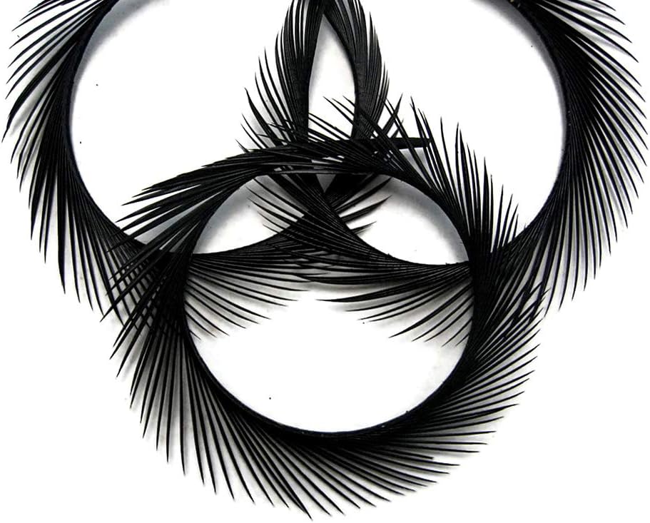 1 Yard - Black Goose Biots Stripped Wing Wholesale Feather Trim