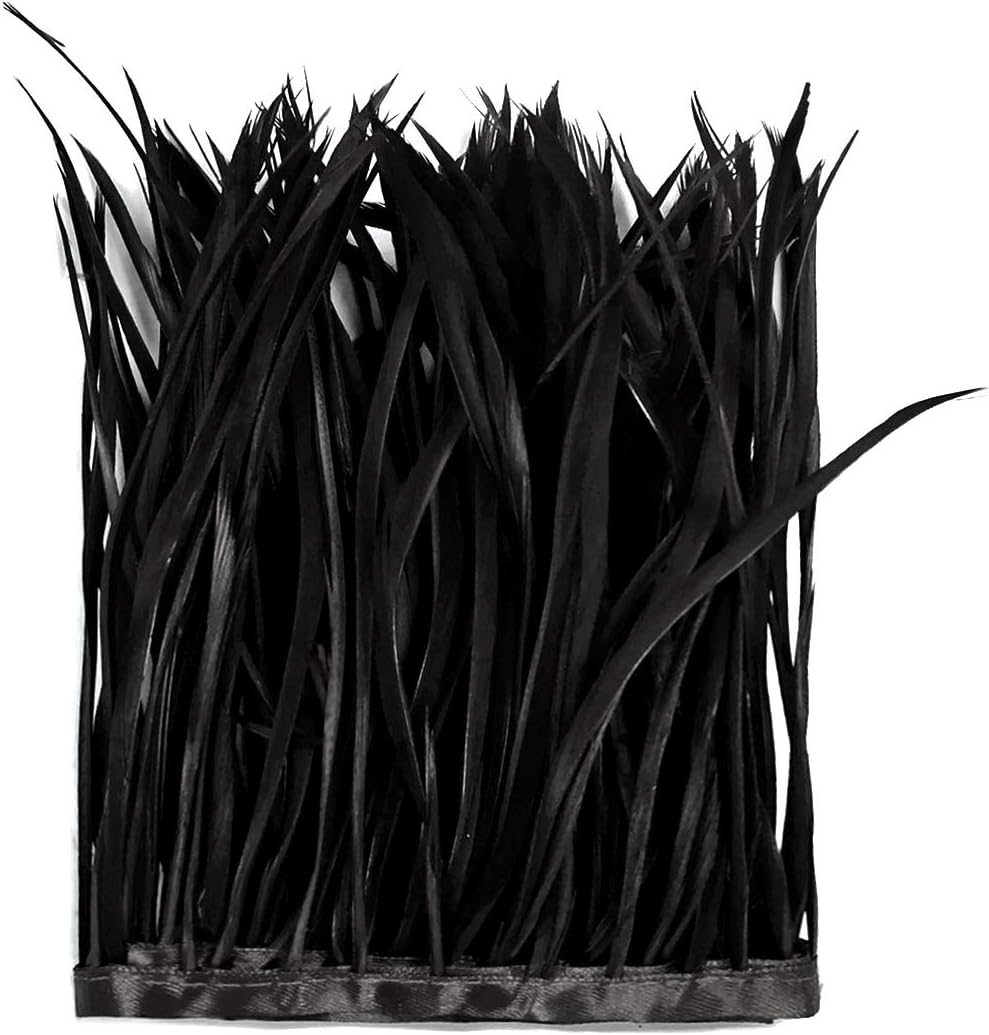 1 Yard - Black Goose Biots Stripped Wing Wholesale Feather Trim