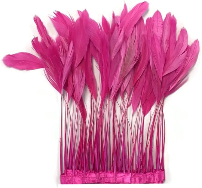 1 Dozen - Hot Pink Stripped Rooster Coque Tail Feathers
