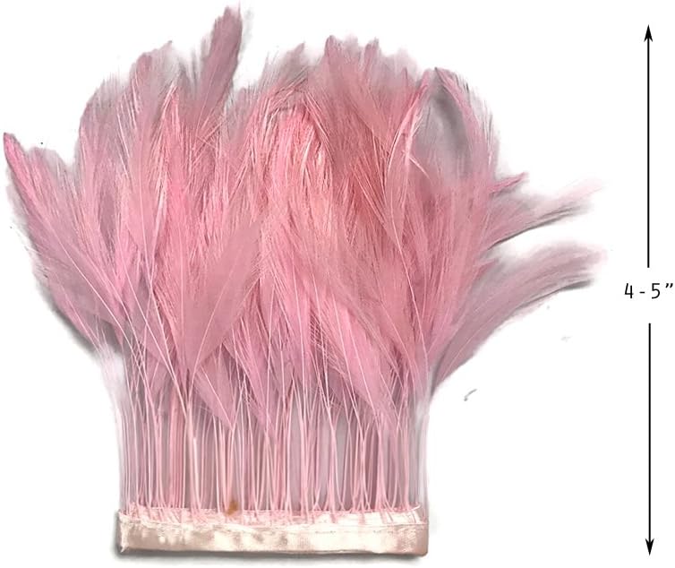 1 Dozen - Light Pink Stripped Rooster Neck Hackle Eyelash Feather