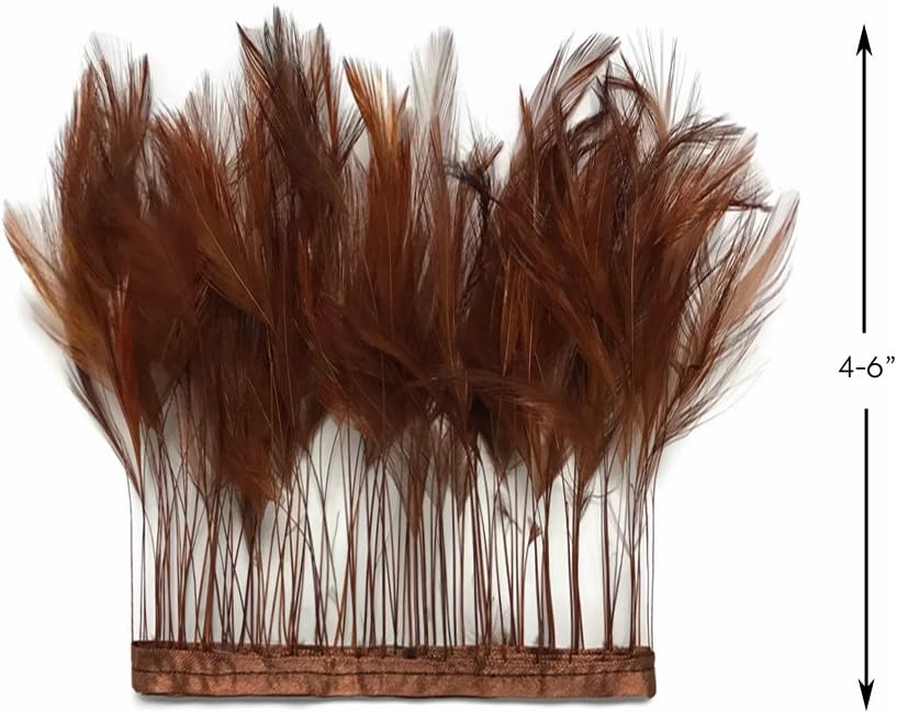 1 Dozen - Brown Stripped Rooster Neck Hackle Eyelash Feather