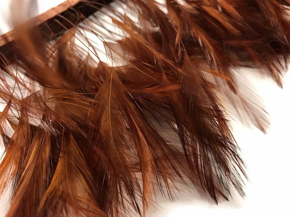 1 Dozen - Brown Stripped Rooster Neck Hackle Eyelash Feather
