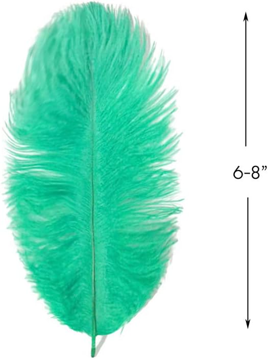 10 Pieces - 6-8" Aqua Green Ostrich Dyed Drabs Body Feathers