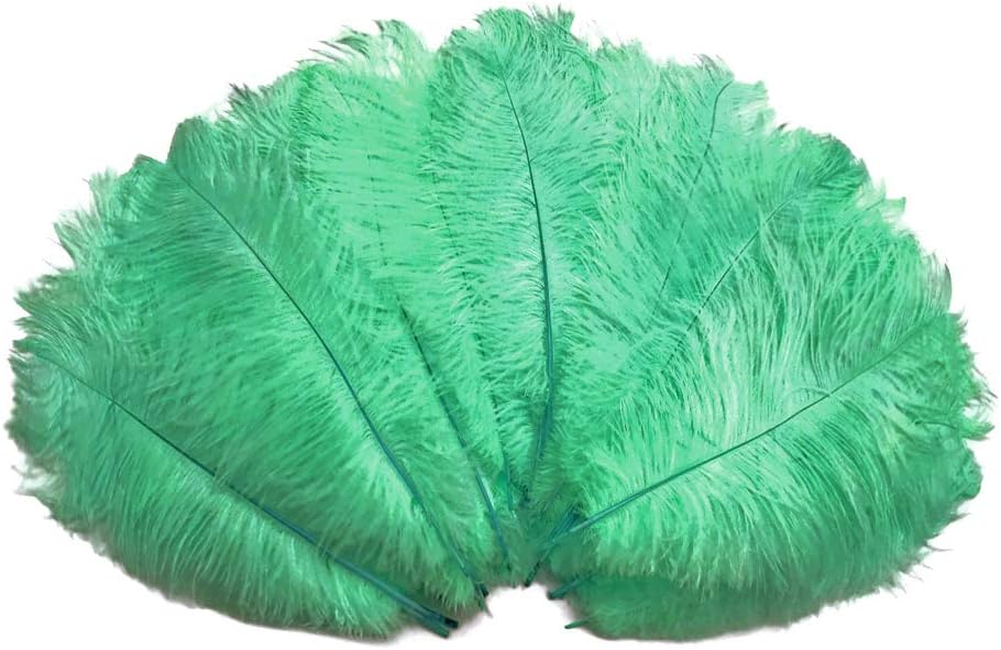 10 Pieces - 6-8" Aqua Green Ostrich Dyed Drabs Body Feathers