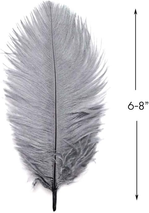 10 Pieces - 6-8" Silver Gray Ostrich Dyed Drabs Body Feathers