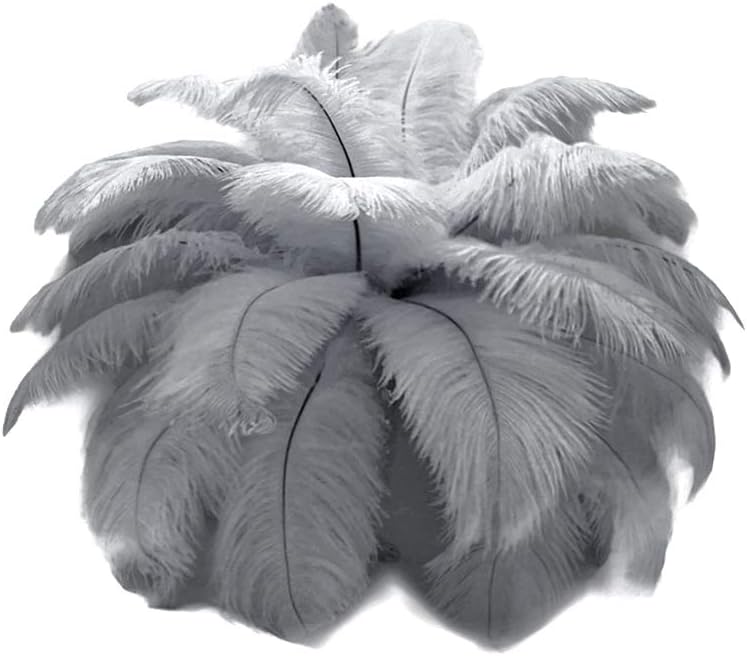 10 Pieces - 6-8" Silver Gray Ostrich Dyed Drabs Body Feathers