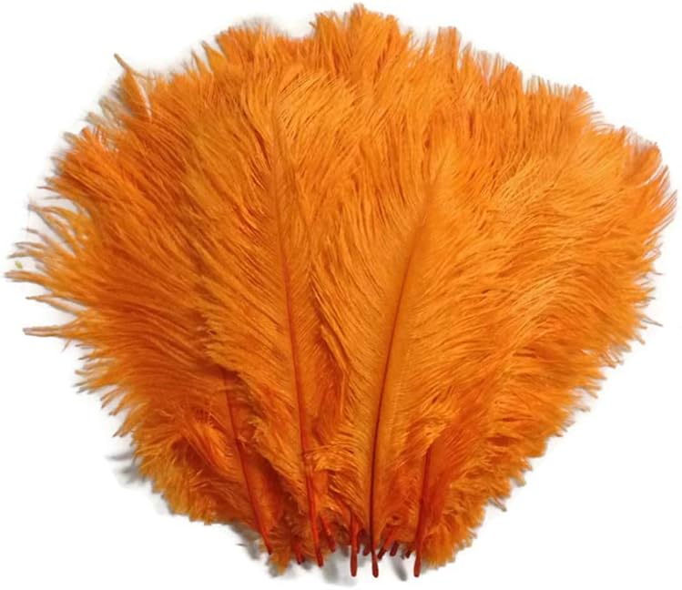 10 Pieces - 14-17" Orange Ostrich Dyed Drab Body Feathers