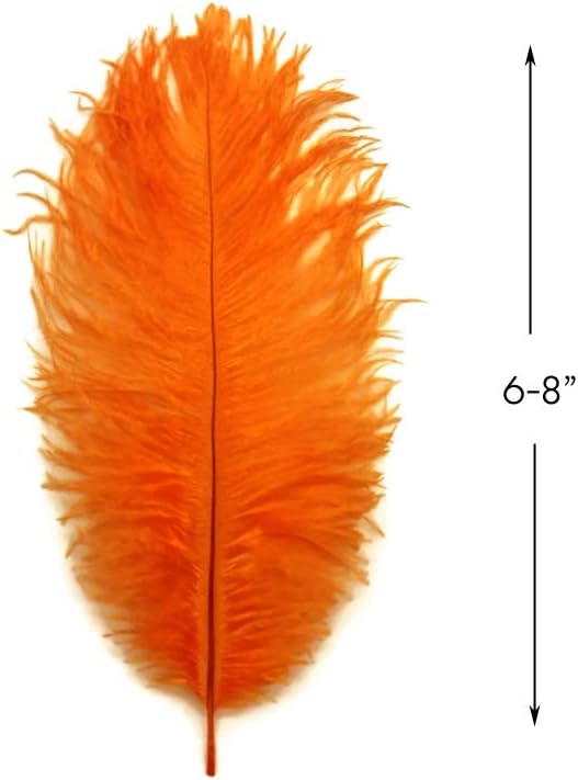 10 Pieces - 14-17" Orange Ostrich Dyed Drab Body Feathers