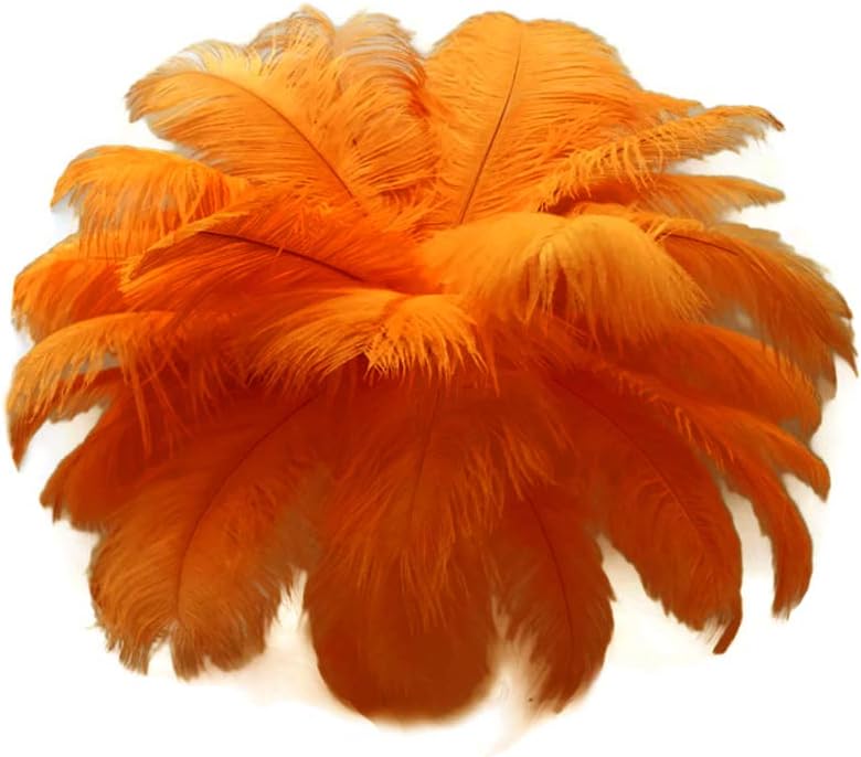 10 Pieces - 14-17" Orange Ostrich Dyed Drab Body Feathers