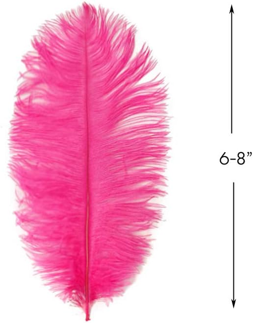 100 Pieces - 6-8" Hot Pink Ostrich Drab Wholesale Feathers (Bulk)