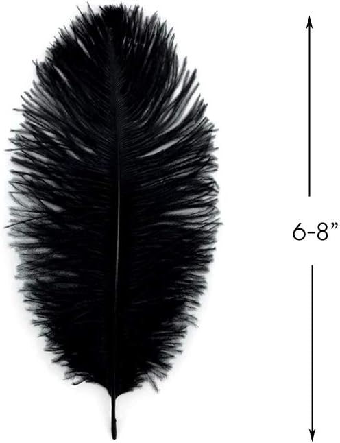 10 Pieces - 6-8" Black Ostrich Dyed Drabs Feathers