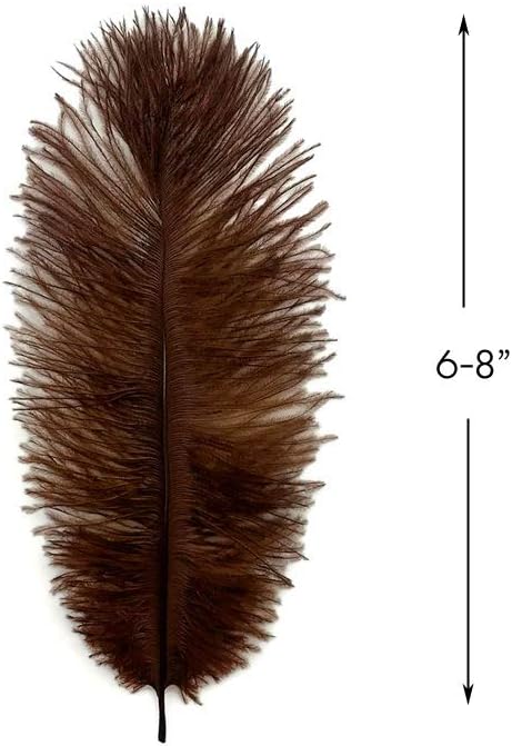 10 Pieces - 11-13" Brown Bleached & Dyed Ostrich Drabs Body Feathers