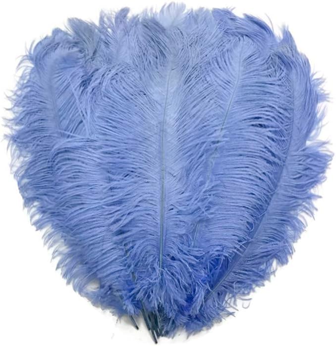 10 Pieces - 6-8" Light Blue Ostrich Dyed Drabs Body Feathers