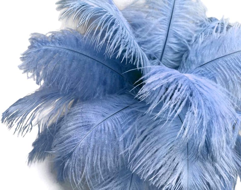 10 Pieces - 6-8" Light Blue Ostrich Dyed Drabs Body Feathers