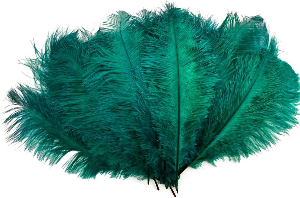 100 Pieces - 6-8" Peacock Green Ostrich Drabs Body Wholesale Feathers (Bulk)