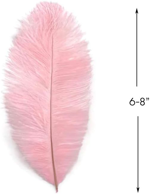 10 Pieces - 6-8" Light Pink Ostrich Dyed Drabs Body Feathers