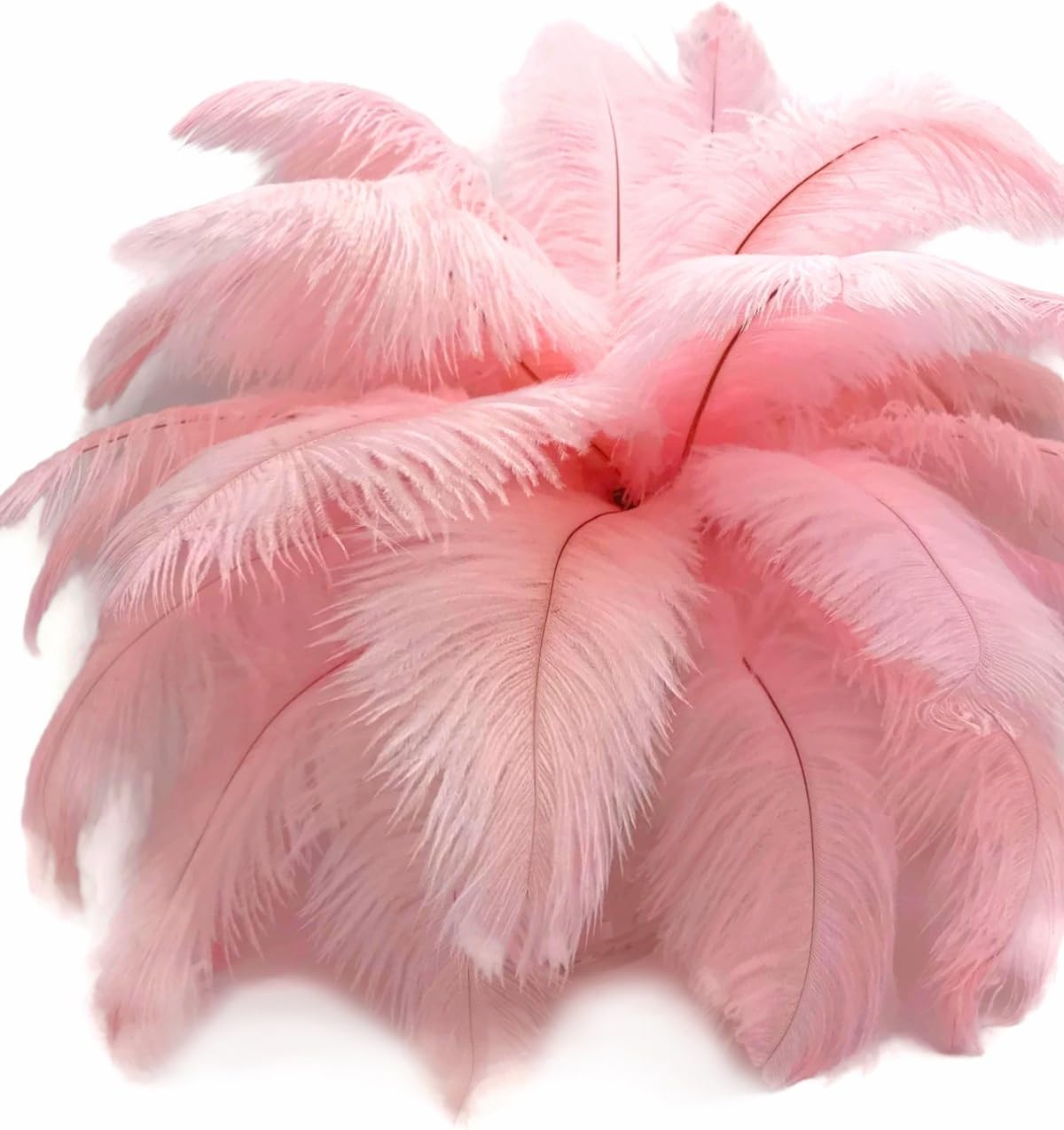 10 Pieces - 6-8" Light Pink Ostrich Dyed Drabs Body Feathers