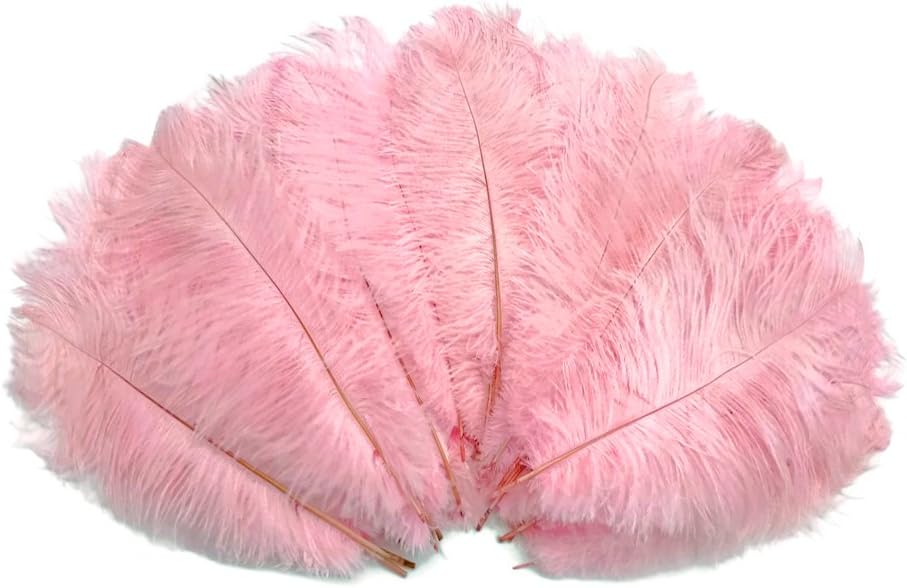 10 Pieces - 6-8" Light Pink Ostrich Dyed Drabs Body Feathers