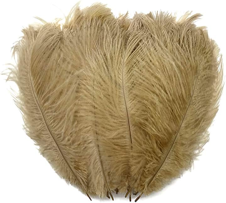 10 Pieces - 6-8" Old Gold Ostrich Dyed Drabs Feathers