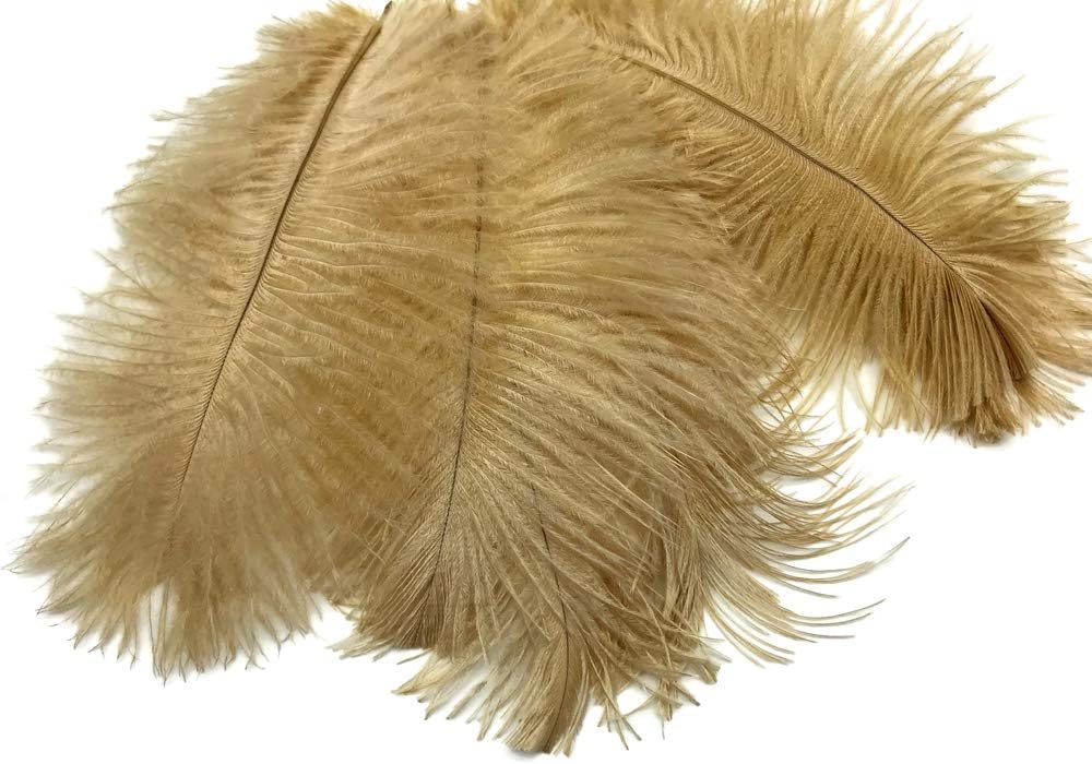 10 Pieces - 6-8" Old Gold Ostrich Dyed Drabs Feathers