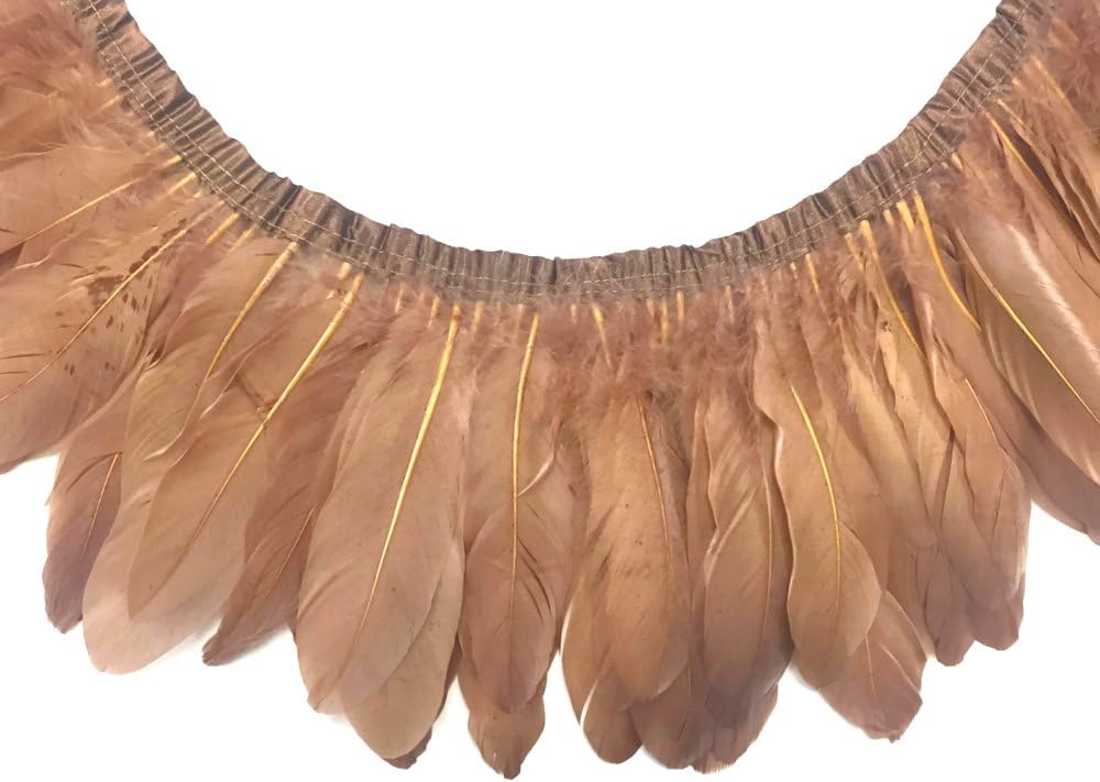 1 Yard - Light Brown Goose Pallet Parried Dyed Feather Trim