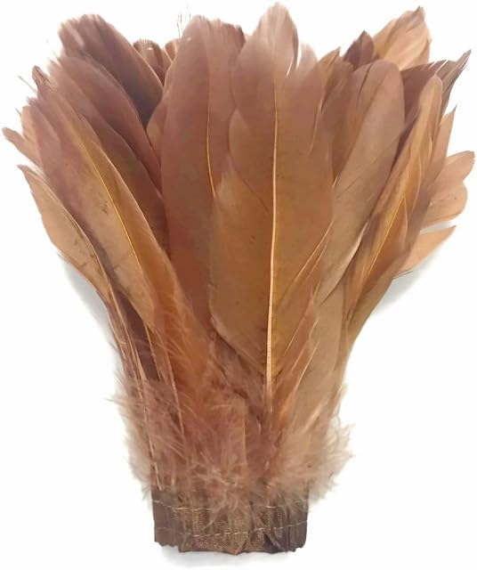 1 Yard - Light Brown Goose Pallet Parried Dyed Feather Trim