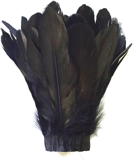 1 Yard - Black Goose Pallet Parried Dyed Feather Trim