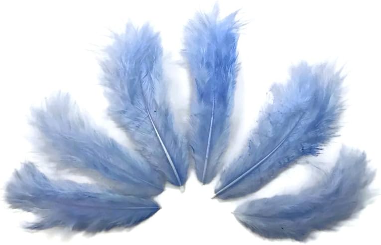 1 Dozen - Solid Light Blue Mini Rooster Chickabou Fluff Whiting Hair Feathers