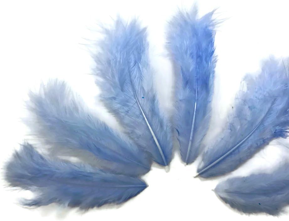 1 Dozen - Solid Light Blue Mini Rooster Chickabou Fluff Whiting Hair Feathers