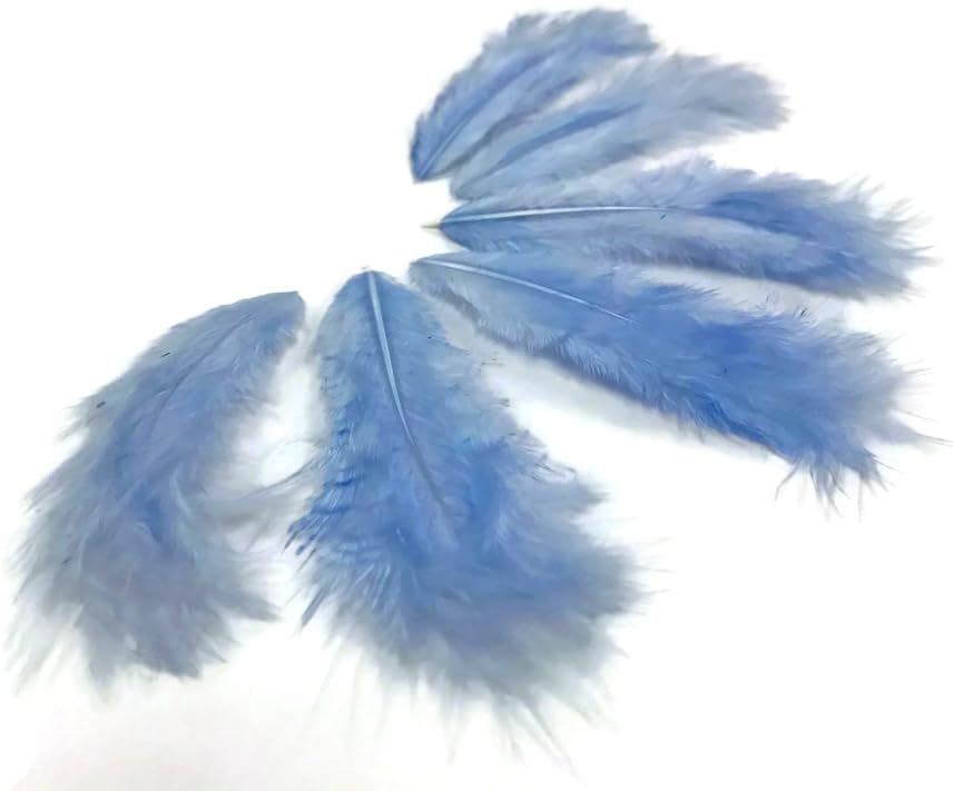 1 Dozen - Solid Light Blue Mini Rooster Chickabou Fluff Whiting Hair Feathers