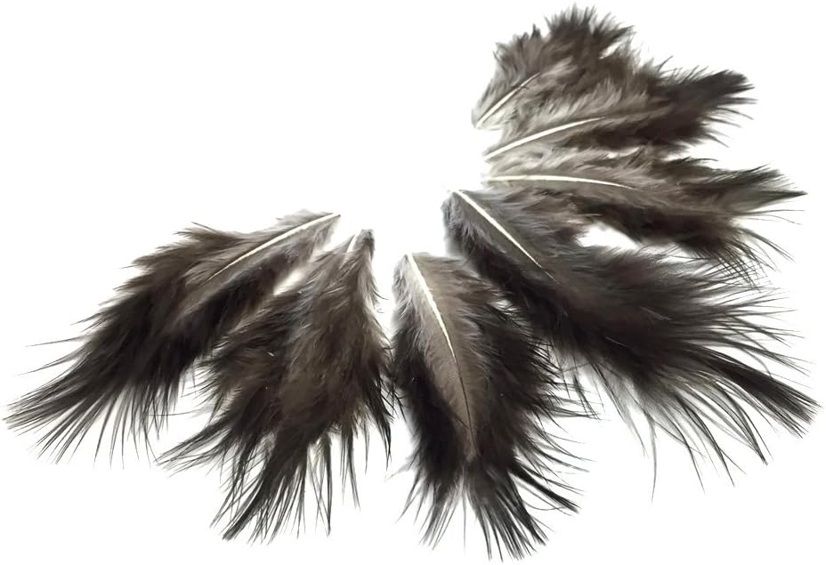 1 Dozen - Solid Black Mini Rooster Chickabou Fluff Whiting Hair Feathers