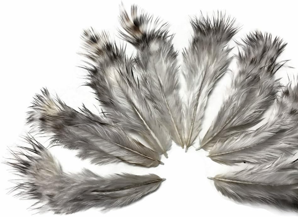 1 Dozen - Bleached Grizzly Mini Rooster Chickabou Fluff Whiting Hair Feathers