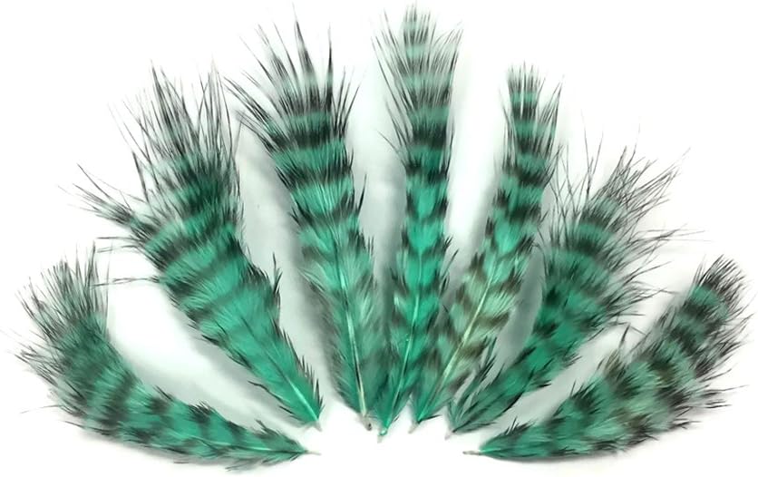 1 Dozen - Mint Green Grizzly Mini Rooster Chickabou Fluff Whiting Hair Feathers