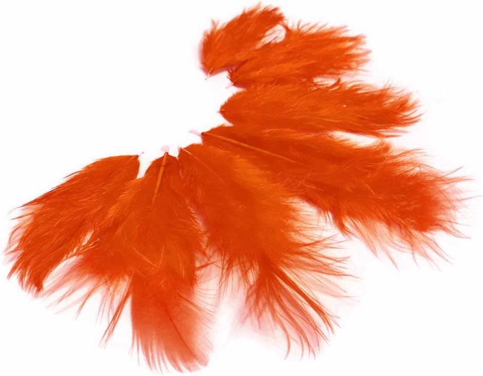 1 Dozen - Solid Orange Mini Rooster Chickabou Fluff Whiting Hair Feathers