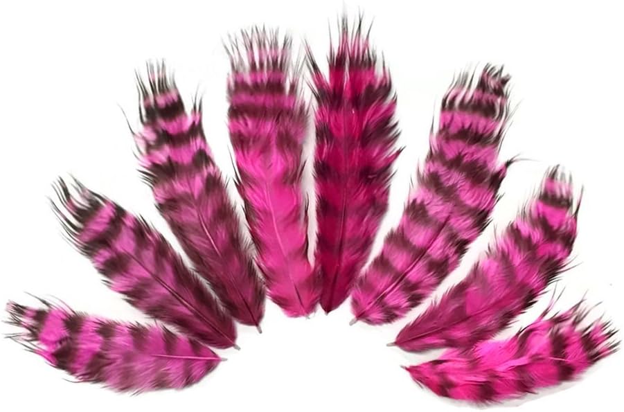 1 Dozen - Hot Pink Grizzly Mini Rooster Chickabou Fluff Whiting Hair Feathers
