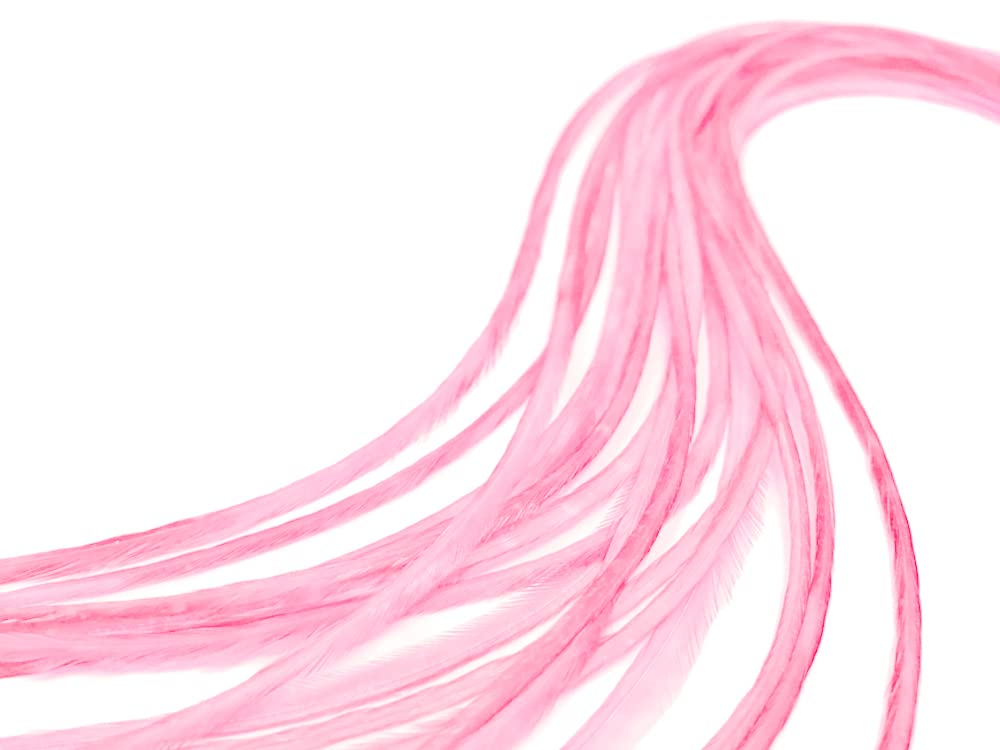 6 Pieces - XL Solid Light Pink Thick Rooster Hair Extension Feathers