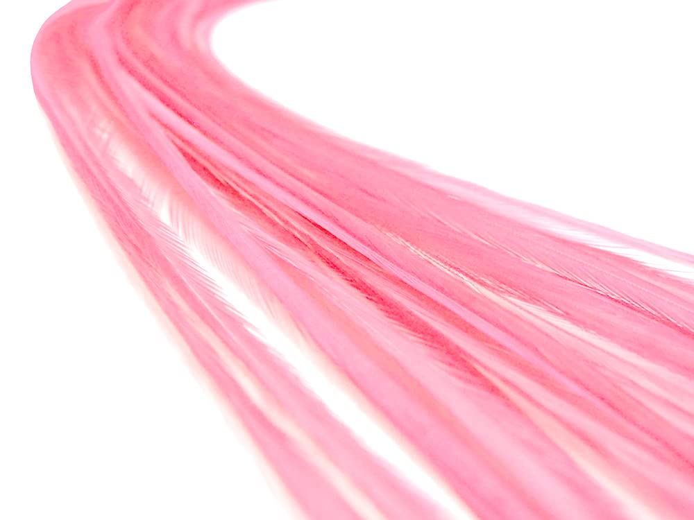 6 Pieces - XL Solid Light Pink Thick Rooster Hair Extension Feathers