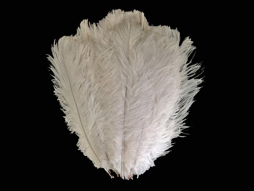 10 Pieces - 14-17" Off White Ostrich Drab Body Feathers