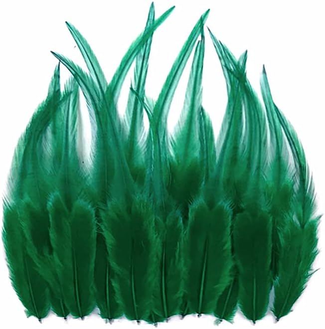 1 Dozen - Short Solid Peacock Green Whiting Farm Rooster Saddle Hair Extension Feathers
