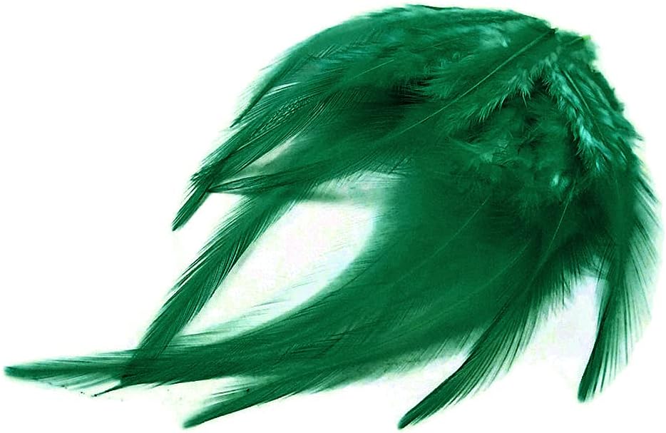 1 Dozen - Short Solid Peacock Green Whiting Farm Rooster Saddle Hair Extension Feathers