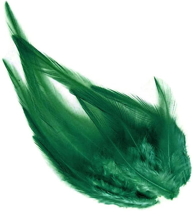 1 Dozen - Short Solid Peacock Green Whiting Farm Rooster Saddle Hair Extension Feathers